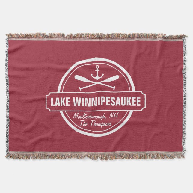 Cobertor Lago Winnipesaukee NH cidade personalizada, nome,  (Frente)