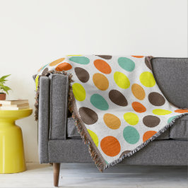 Cobertor Laranja, Amarelo, Marrom, Pontos Azuis