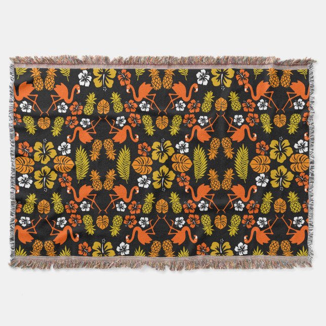 Cobertor Laranja Brilhante Tropical Padrão (Frente)
