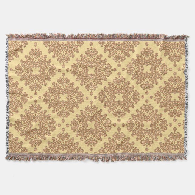 Cobertor laranja no creme arabesque design (Frente)