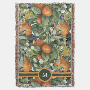 Cobertor Laranjas e Uvas Tropicais Tradicionais em Monogram