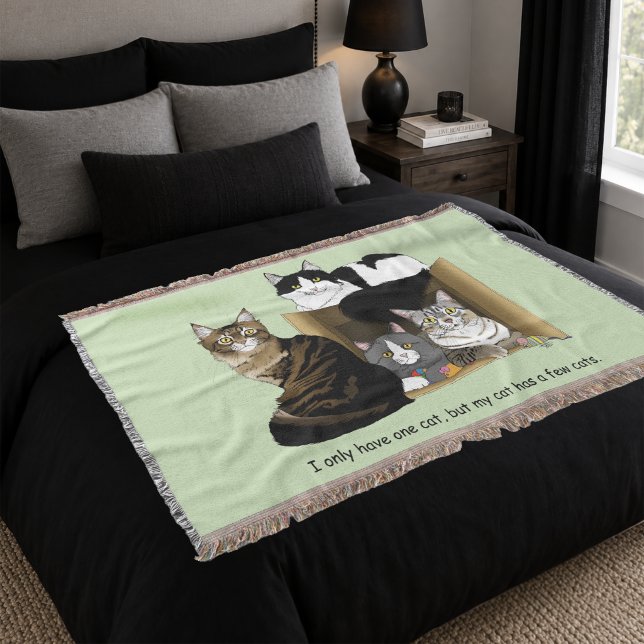 Cobertor Lares de Gatos Múltiplos Verde Divertido (Criador carregado)