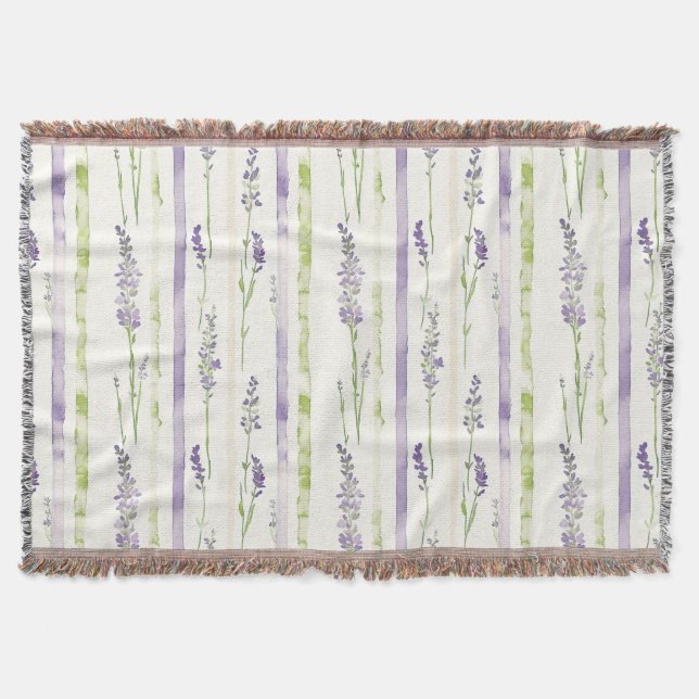 Cobertor Lavender Stripes Floral Birthday (Frente)