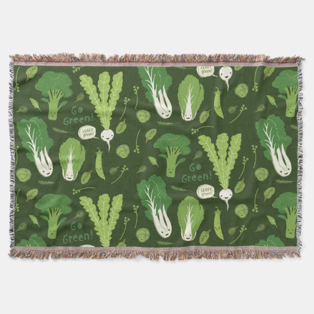 Cobertor Leafe Greens Felizes Veggies Jardins Cultivos (Frente)