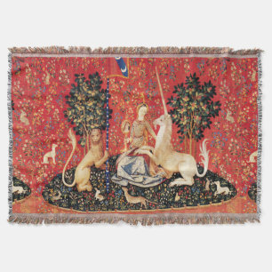 Cobertor Leão da SENHORA E do UNICÓRNIO, flores da