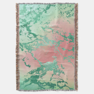 Cobertor Legal Marble   Pastel Coral e Ombre Verde adorávei