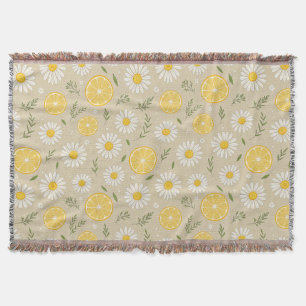 Cobertor Lemon Floral White Daisn