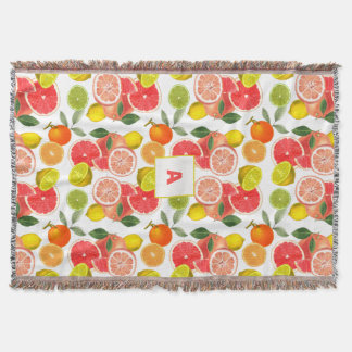 Cobertor Lemon  Floral white daisy Pattern monogram