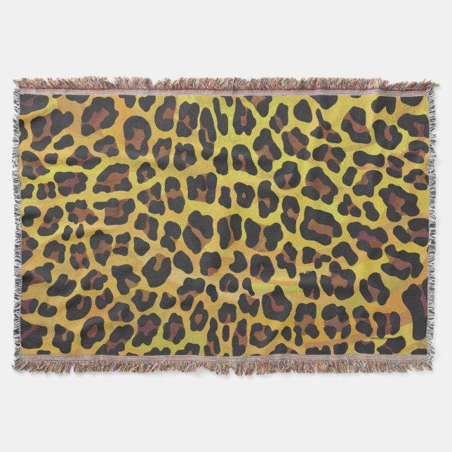 Cobertor Leopardo Castanho e Impressão Amarelo (Frente)