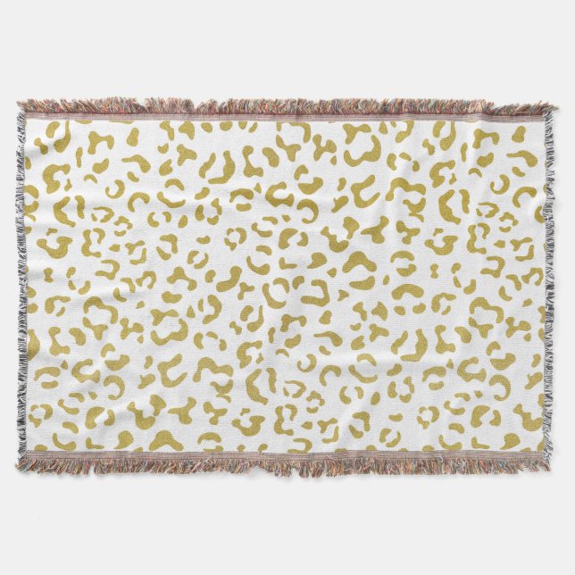 Cobertor Leopardo Dourado, Brilho Dourado, Impressão Leopar (Frente)