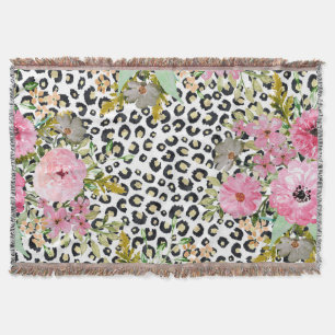 Cobertor Leopardo elegante e design floral
