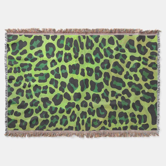 Cobertor Leopardo Negro e Impressão Verde (Frente)