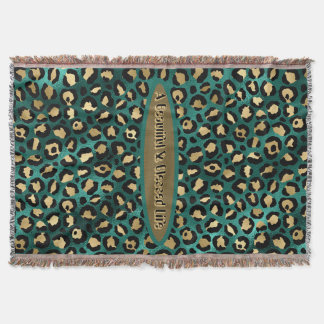 Cobertor Leopardo Tropical Verde Dourado
