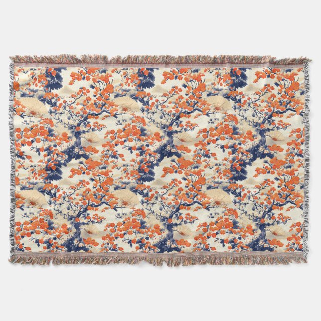 Cobertor Leque de Padrão de Flor de Cerejeira Japonesa (2) (Frente)