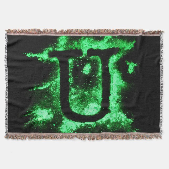 Cobertor Letra U Verde Maiúscula Alfabeto (Frente)