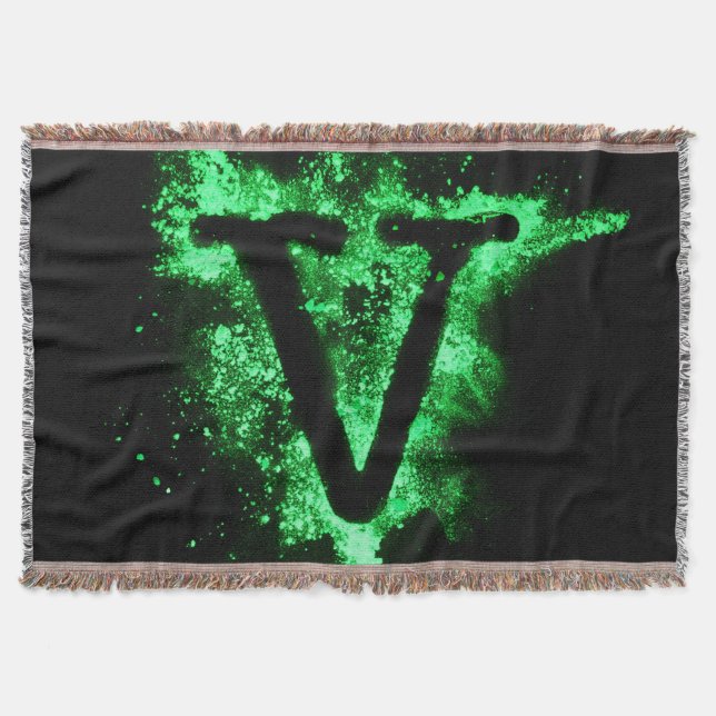 Cobertor Letra V Maiúscula Alfabeta Verde (Frente)