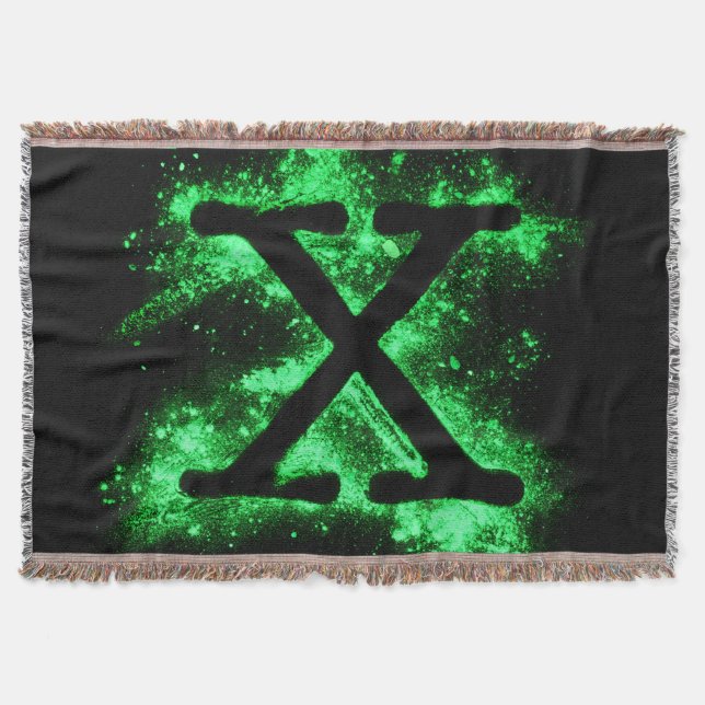 Cobertor Letra X alfabeto maiúsculo verde (Frente)