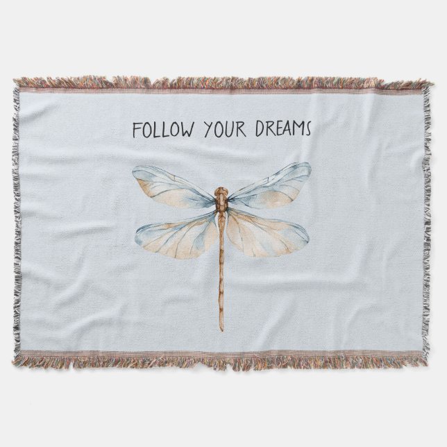 Cobertor Libélula de Aniversário Sonho Branco Azul (Frente)