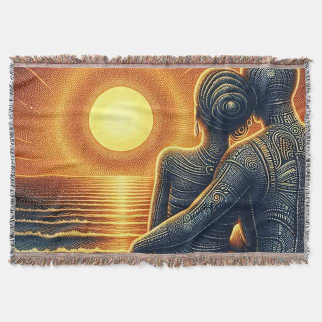 Cobertor Liebespaar bei Sonnen Untergang am Meer (Frente)