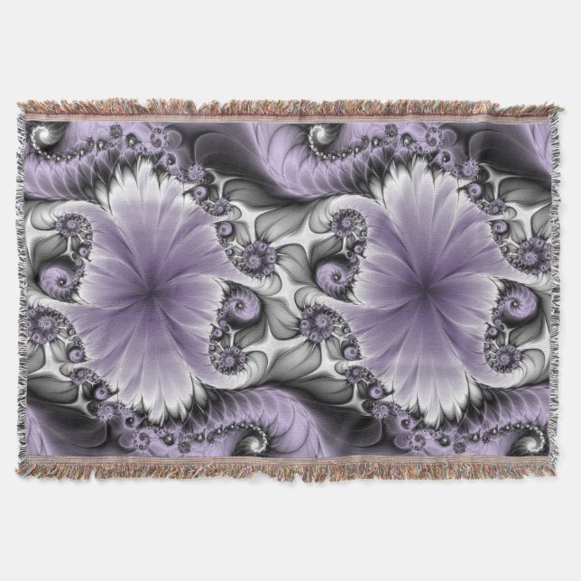 Cobertor Lilac Illusion Abstrato Floral Fractal Art Fantasy (Frente)