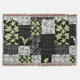 Cobertor Lily-of-the-Valley Faux Patchwork Black