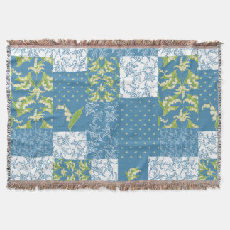Cobertor Lily-of-the-Valley Faux Patchwork Blue