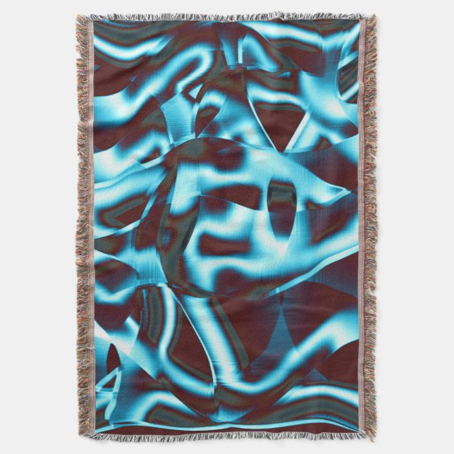 Cobertor Limpe os tons cianos nas fitas abstrato para cima  (Frente Vertical)