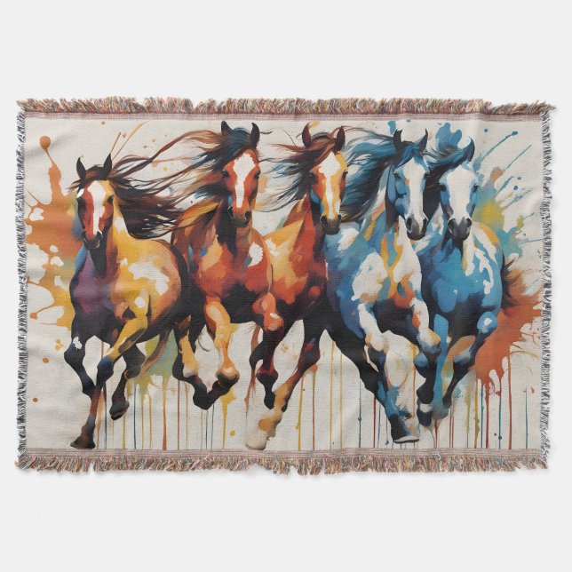 Cobertor Linda pintura de cavalos (Frente)