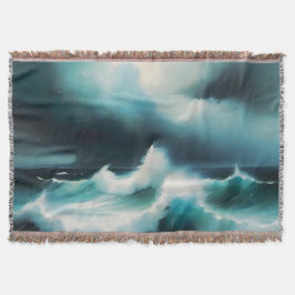 Cobertor Linda pintura de ondas do Oceano Azul