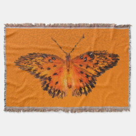 Cobertor Lindas asas de borboleta sobre fundo laranja