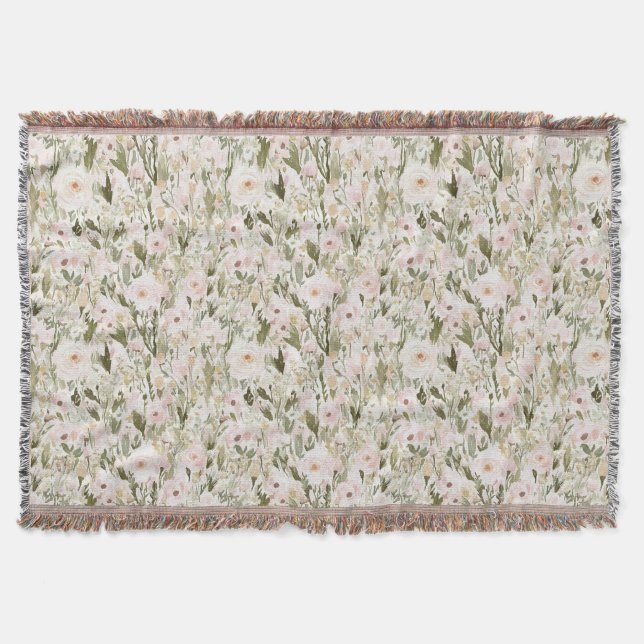 Cobertor Lindas Flores Rosa Bege (Frente)