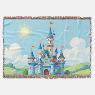 Cobertor Lindo castelo azul e branco