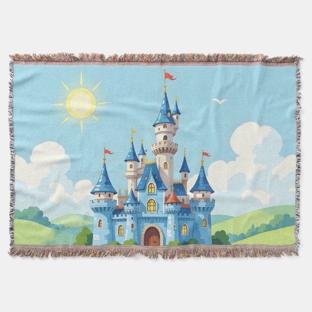 Cobertor Lindo castelo azul e branco (Frente)