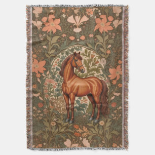 Cobertor Lindo Cavalo Marrom Inspirado em William Morris