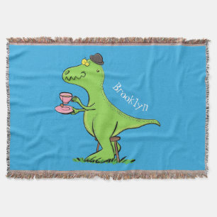 Cobertor Lindo dinossauro cartoon t rex verde engraçado