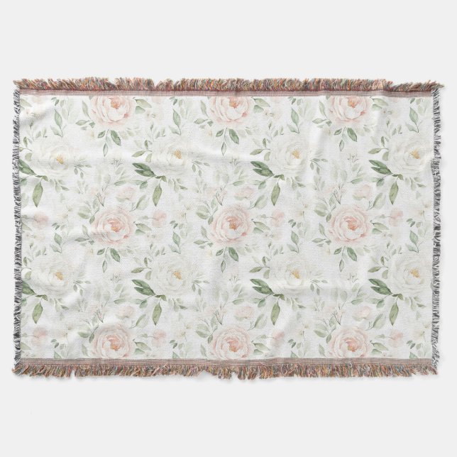 Cobertor Lindo Floral Rosa Bege  (Frente)