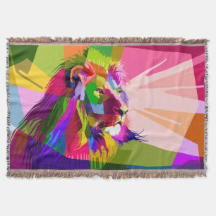 Cobertor Lion Colorful Pop Prismatic Art Design-62501