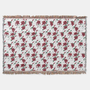 Cobertor Lírios de Natal Vermelho e Branco