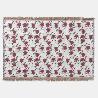 Cobertor Lírios de Natal Vermelho e Branco