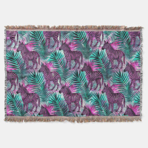 Cobertor Listra Rosa Zebra Jungle Padrão Tropical