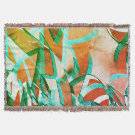 Cobertor Listras azuis ou cianas sobre laranja avermelhada