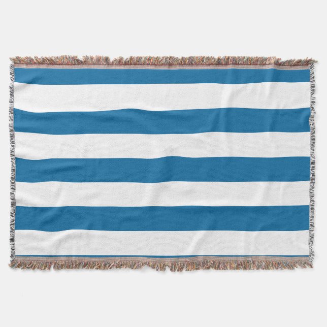 Cobertor Listras | Azul e branco | Personalizável | (Frente)