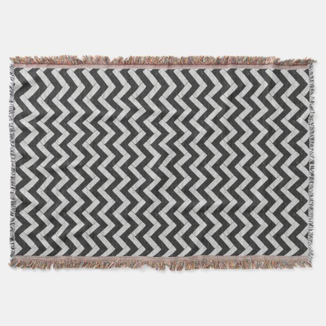 Cobertor Listras de mármore branco preto fofo (Frente)