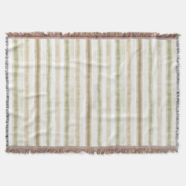 Cobertor Listras Marrons Verde Creme  (Frente)