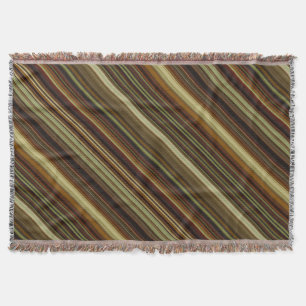 Cobertor Listras Marrons Verdes e Douradas