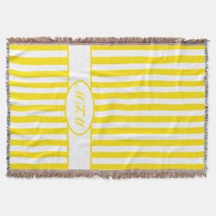 Cobertor Listras outonais amarelas douradas com monograma