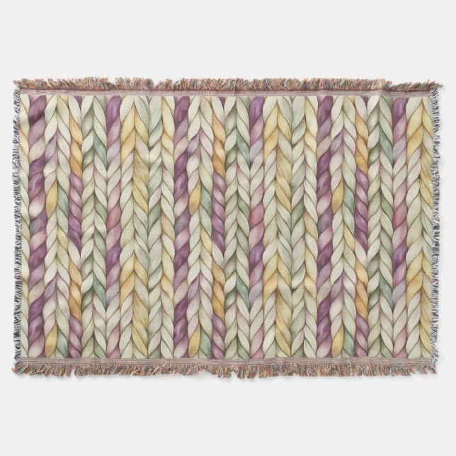 Cobertor Listras Tecido Roxo Amarelo Creme Verde (Frente)