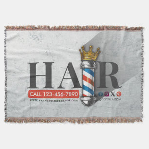 Cobertor Loja de Cabelo Barbeiro Rei Coroa Pólo do Barbeiro