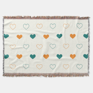 Cobertor Lovely hearts / green orange cream