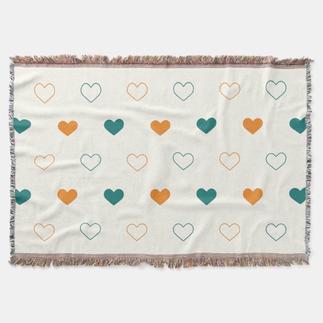 Cobertor Lovely hearts / green orange cream (Frente)